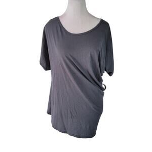 Peruvian Connection Size‎ L Draped Gathered Asymmetrical Top Pima Cotton Gray